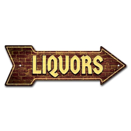 Signmission Liquors Arrow Sign Funny Home Decor 18in Wide P-ARROW-999770
